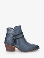 Bottines à talon et imprimé python - Bleu - 1