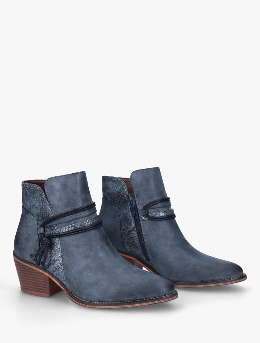 Bottines à talon et imprimé python - Bleu - 4