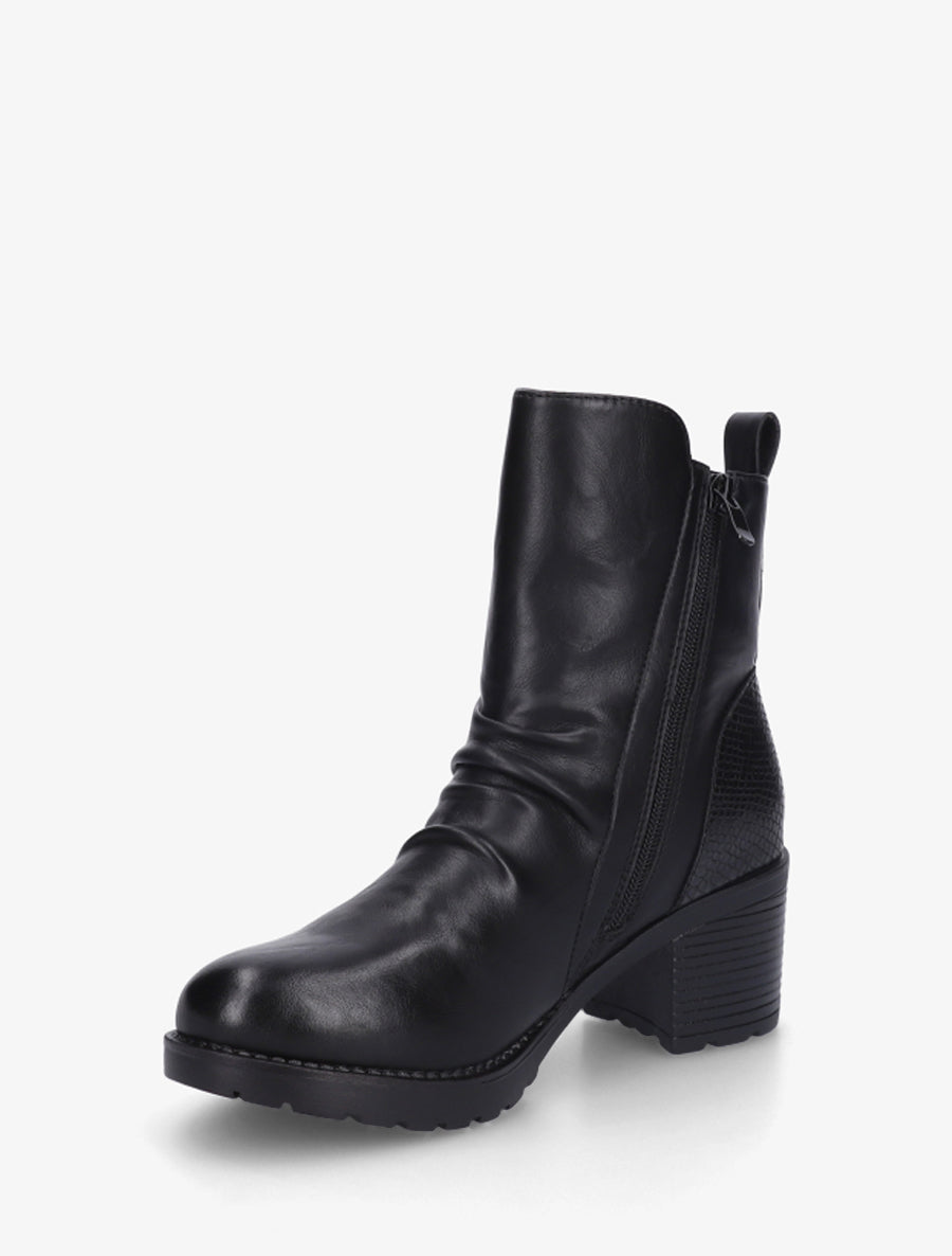 Bottines effet froissé et zip décoratif - Noir - 3
