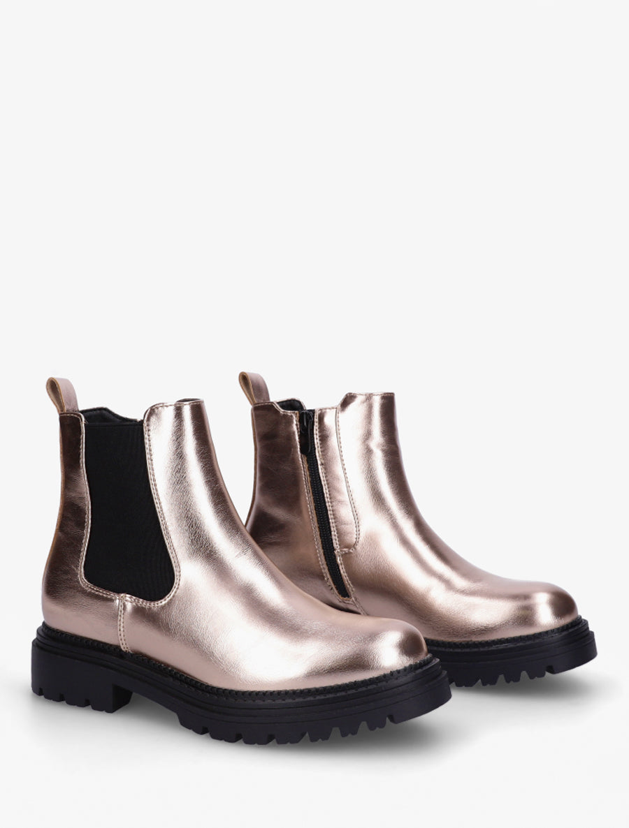 Bottines style chelsea en simili - Champagne - 4