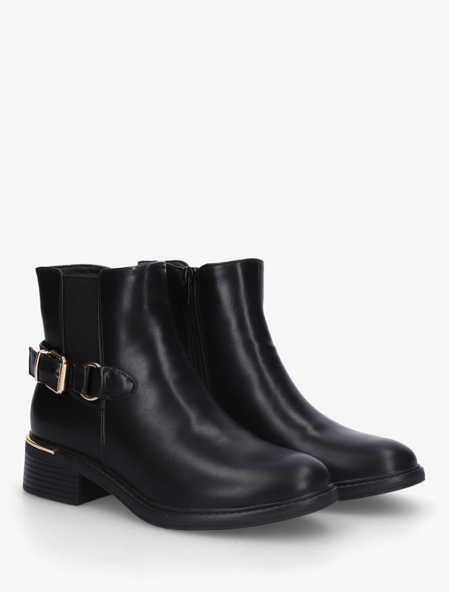 Bottines élastiquées à boucle - Noir - 4