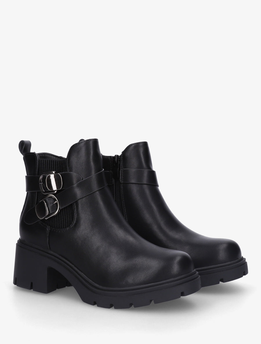 Bottines élastiquées à double boucles - Noir - 4