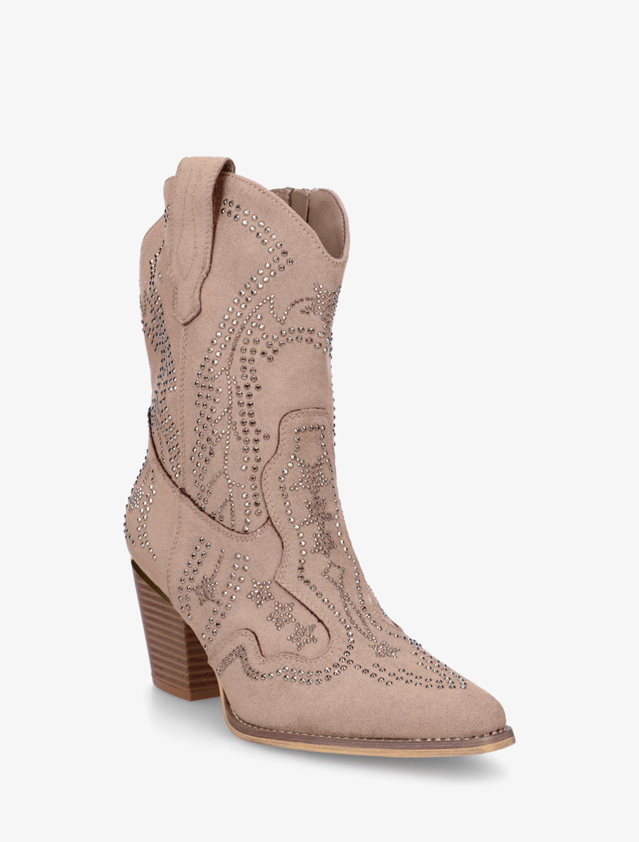 Santiags à strass style santiags - Taupe - 2