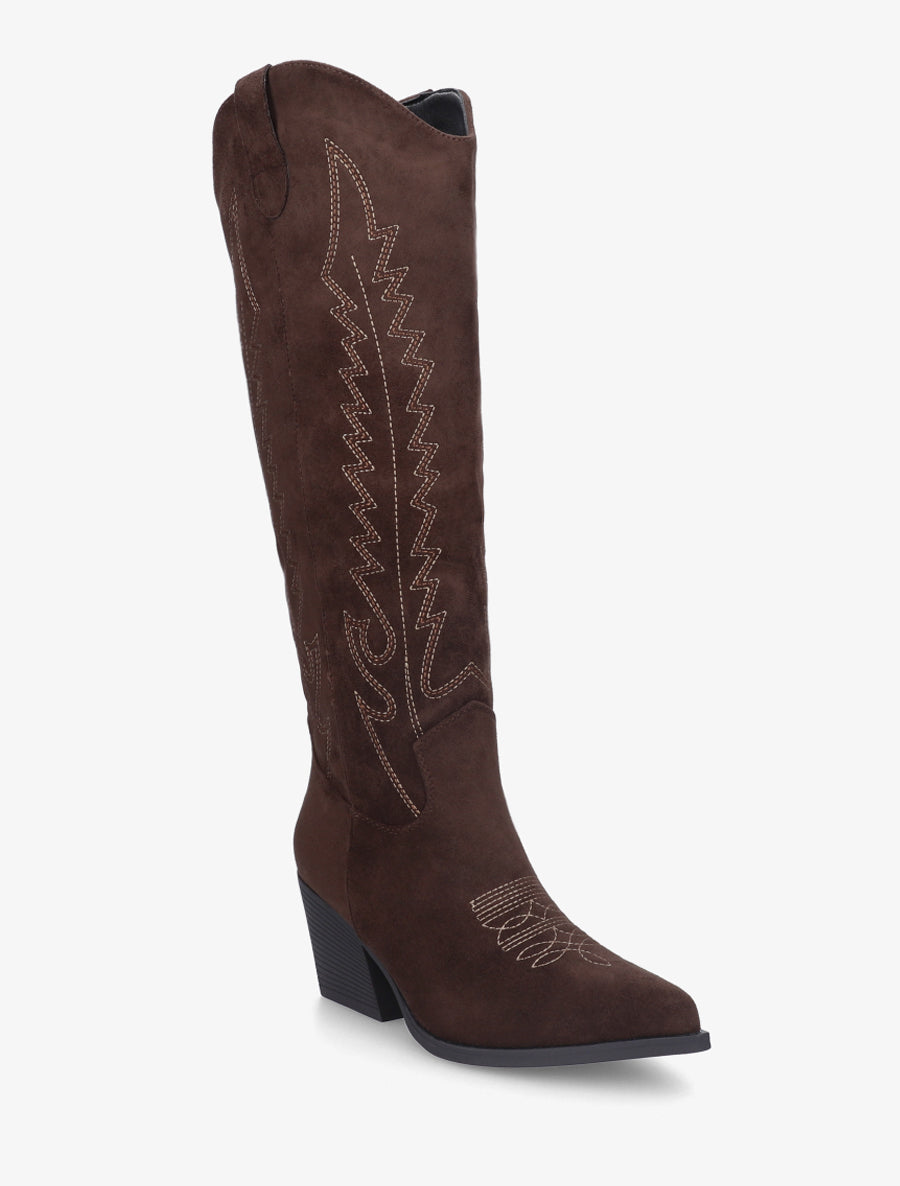 Bottes brodées style santiags - Marron - 2