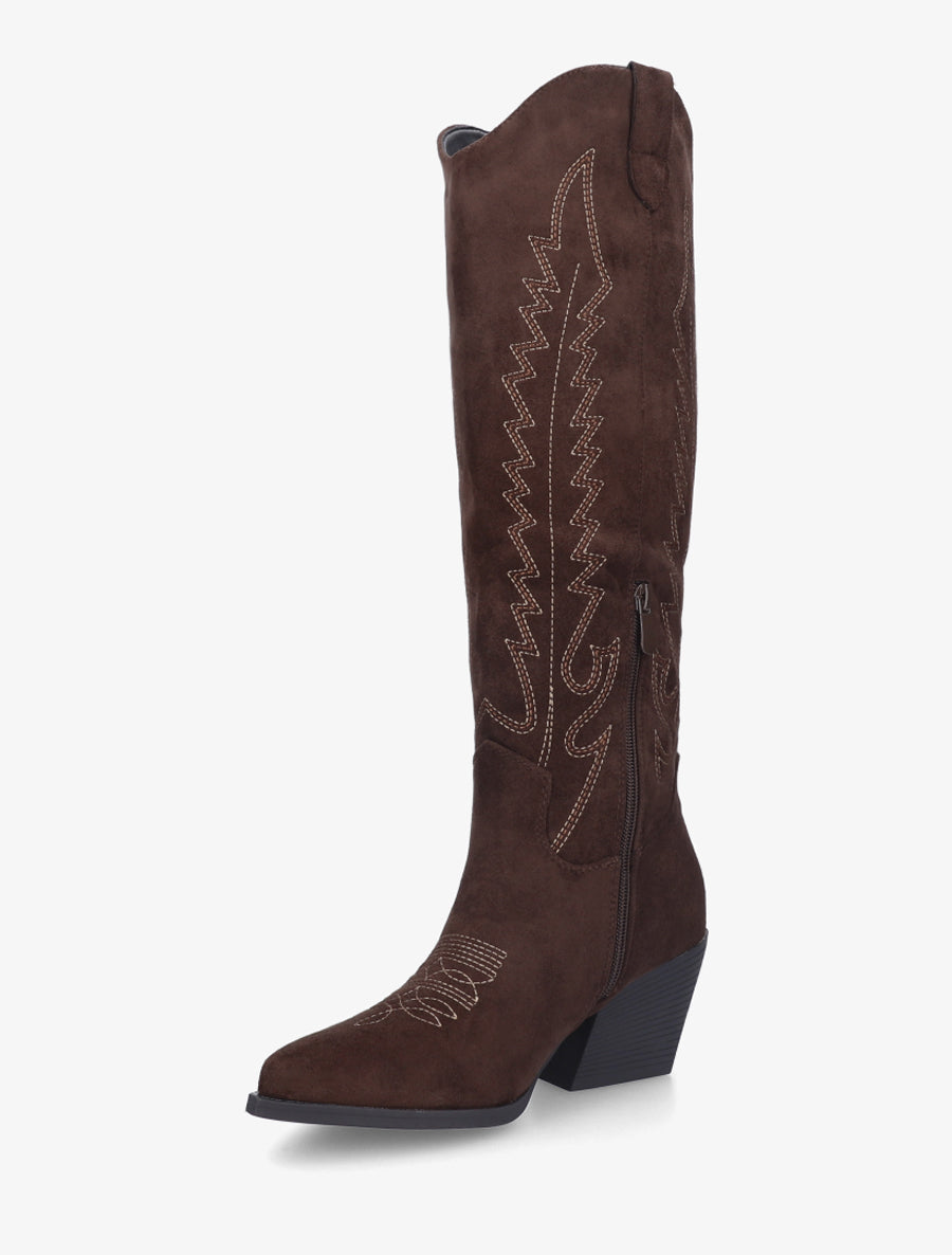 Bottes brodées style santiags - Marron - 3