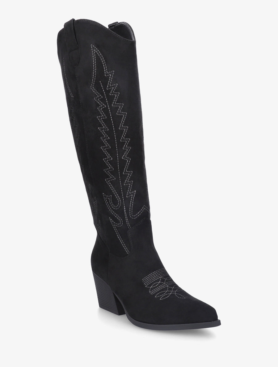 Bottes brodées style santiags - Noir - 2