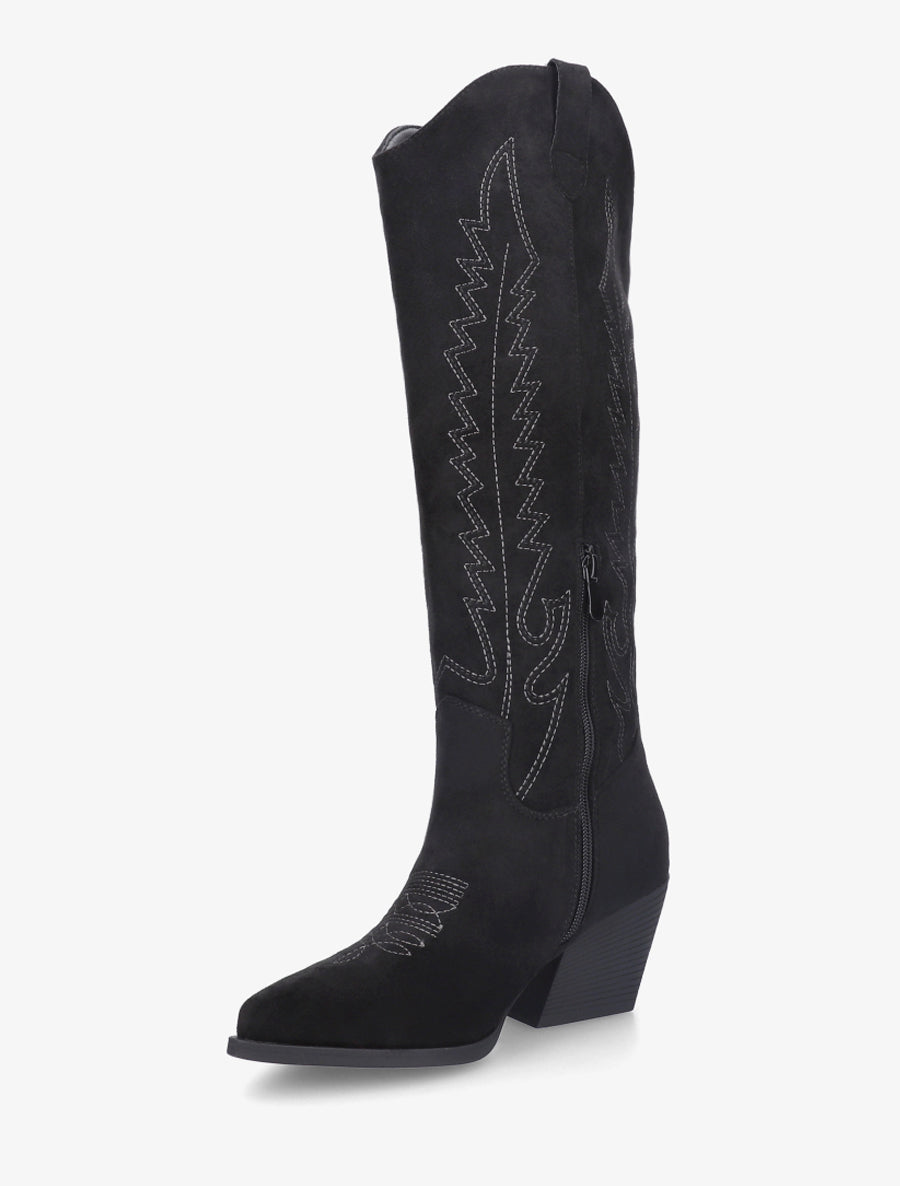 Bottes brodées style santiags - Noir - 3