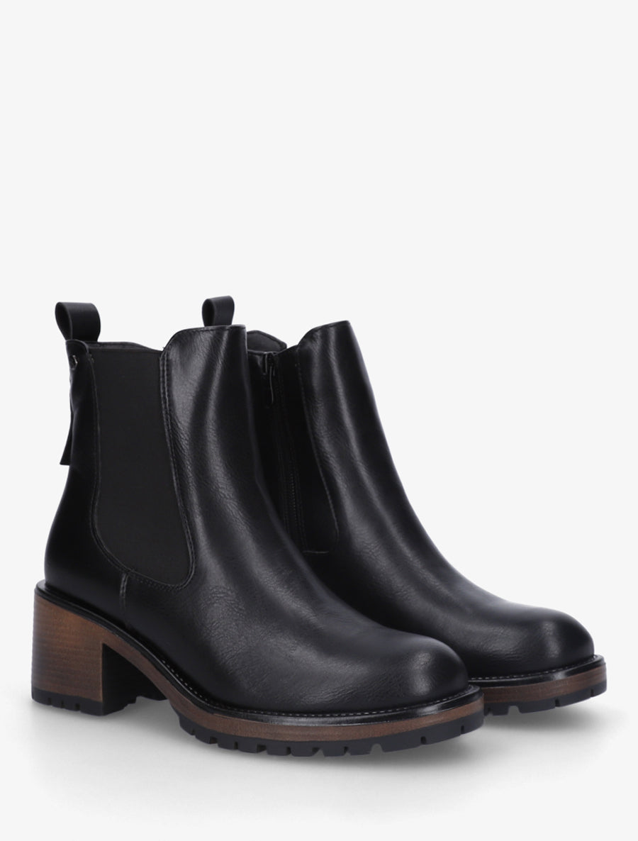 Bottines élastiquées à talon - Noir - 4