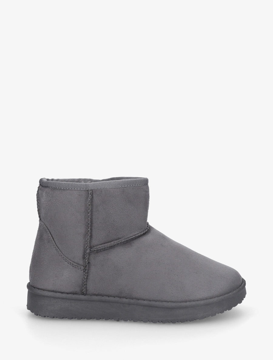 Low boots unies en suédine - Gris - 1