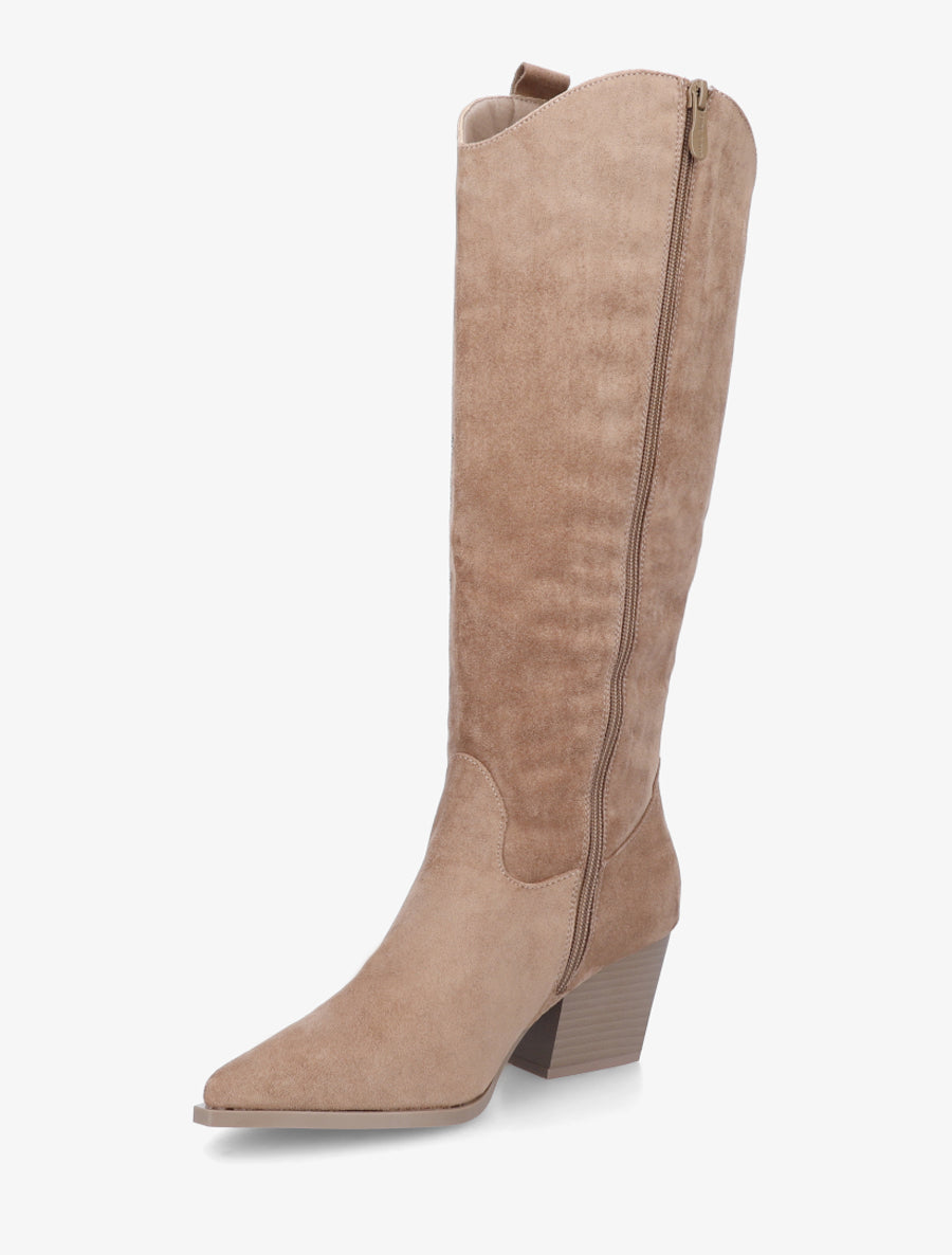 Bottes en suédine style santiags - Taupe - 3