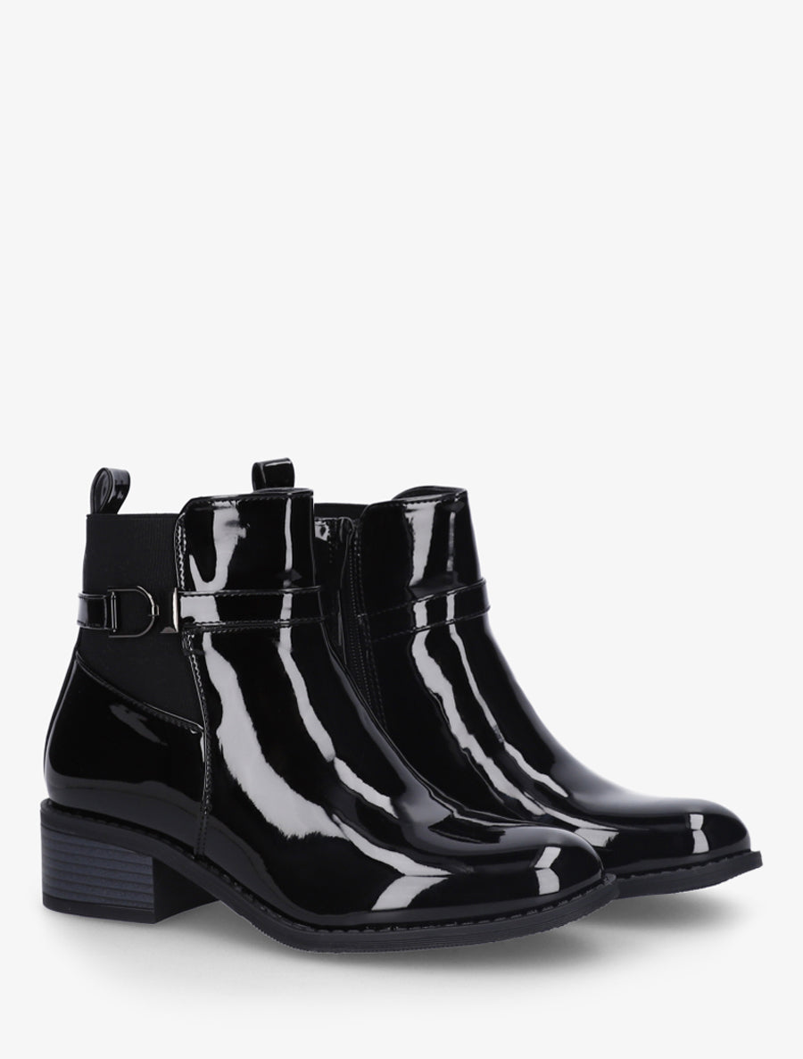 Bottines vernies à talon - Noir - 4