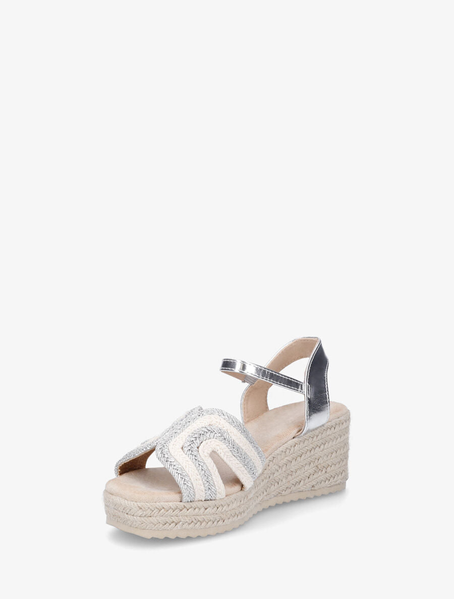Sandales compensées à bride stylisée - Argent - 3