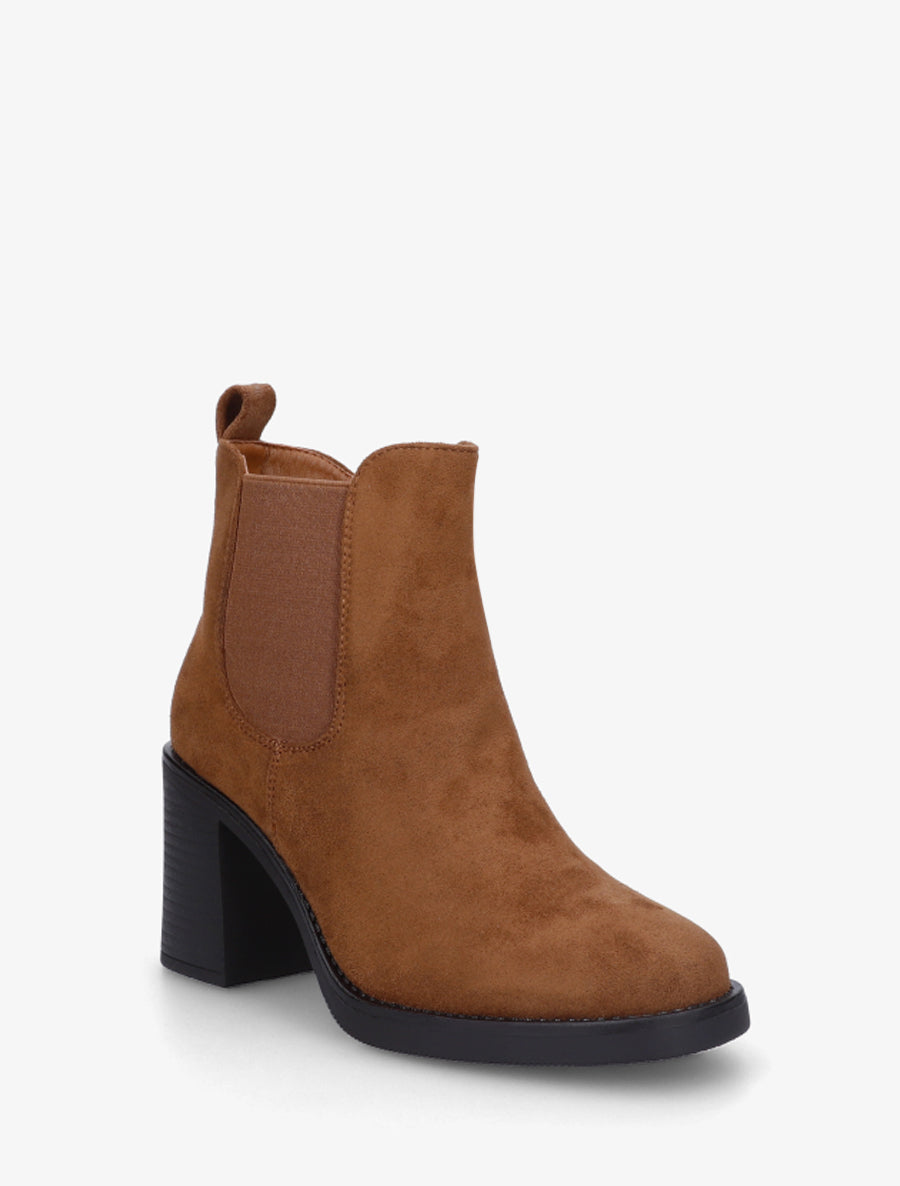 Bottines élastiquées en suédine - Camel - 2