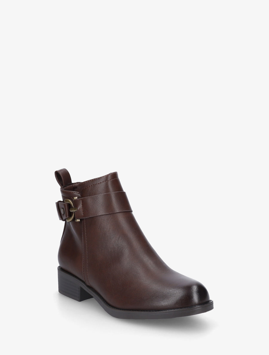 Bottines en simili à boucle décorative - Marron - 2