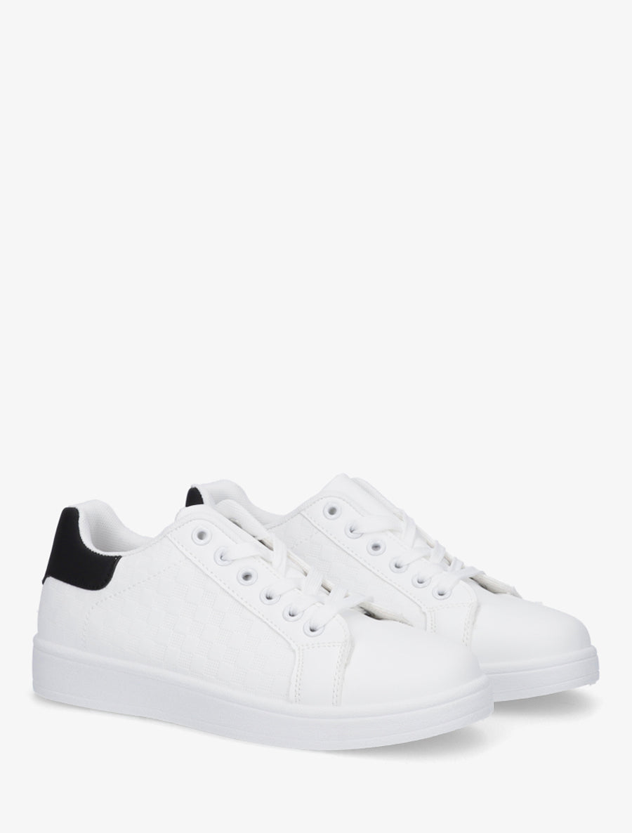 Baskets en simili à motif damier - Noir/blanc - 4