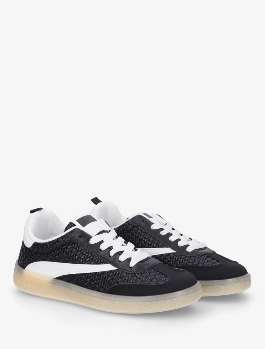 Baskets en simili effet tressé - Noir - 4