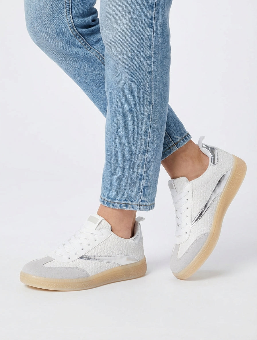 Sneakers in similpelle effetto intrecciato - Bianco
