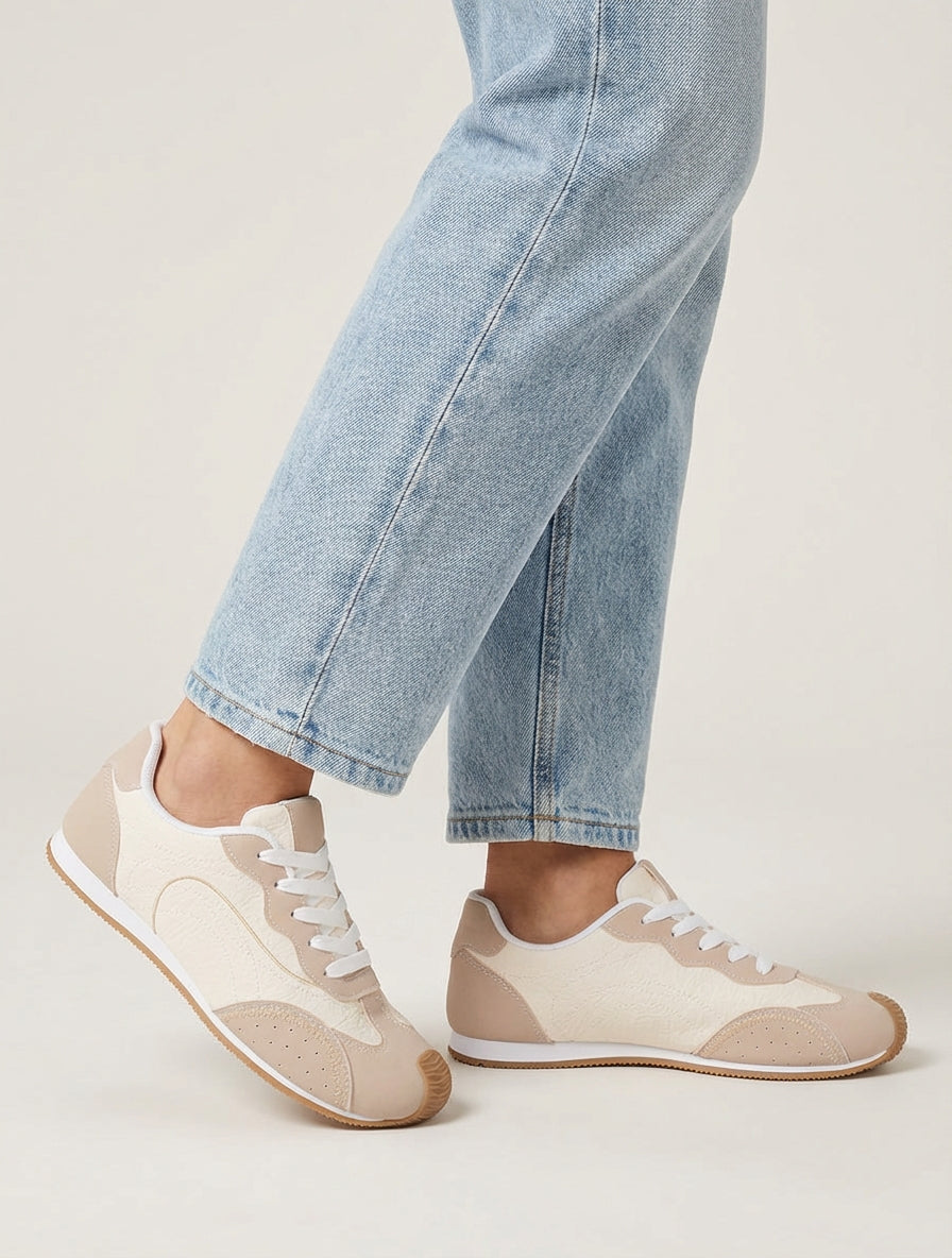 Sneakers testurizzati effetto nabuk - Beige