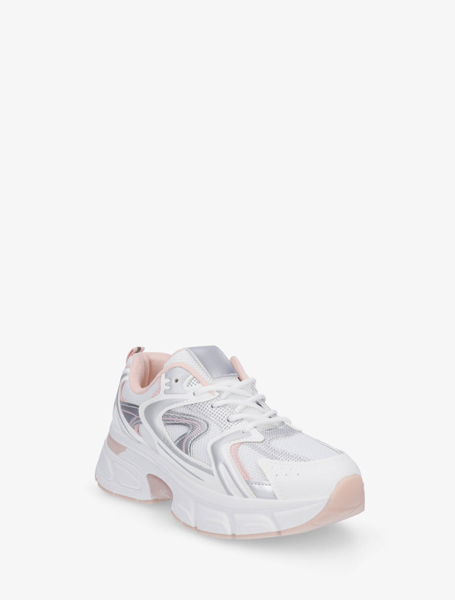 Baskets style running en toile - Blanc - 2