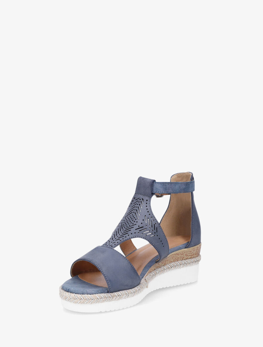Sandales compensées et ajourée - Bleu - 3