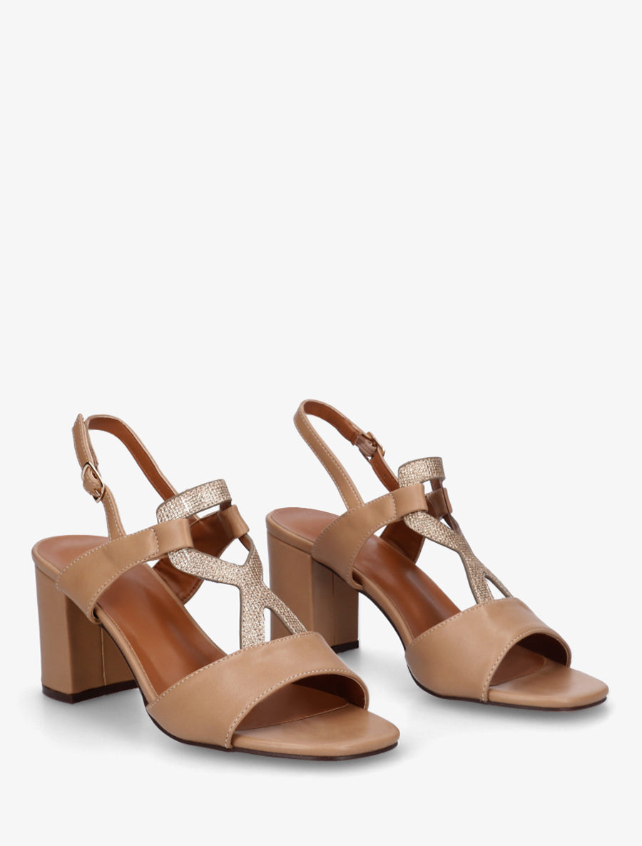 Sandales à empiècement irisé - Beige foncé - 4