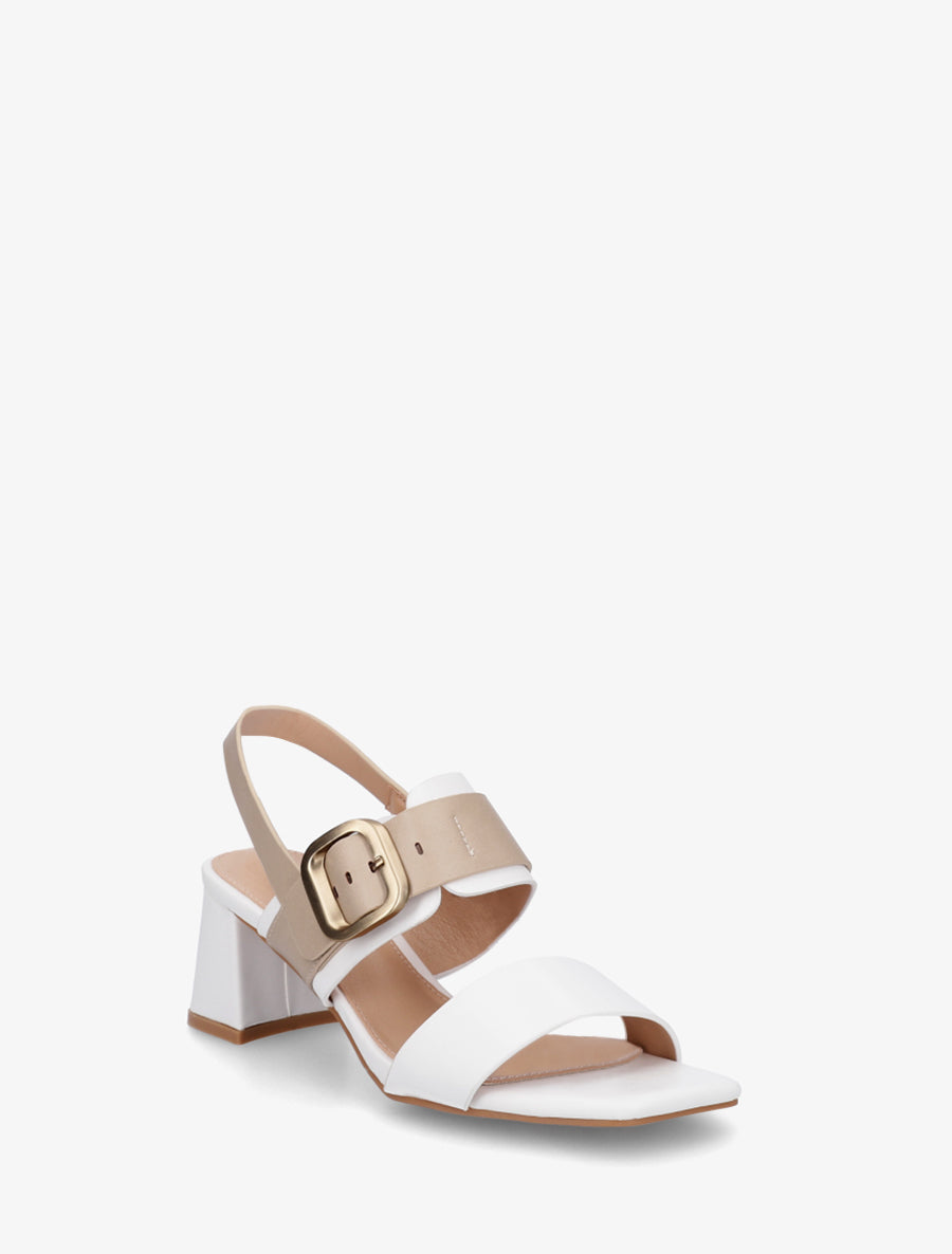 Sandales bicolore à talon - Blanc - 2