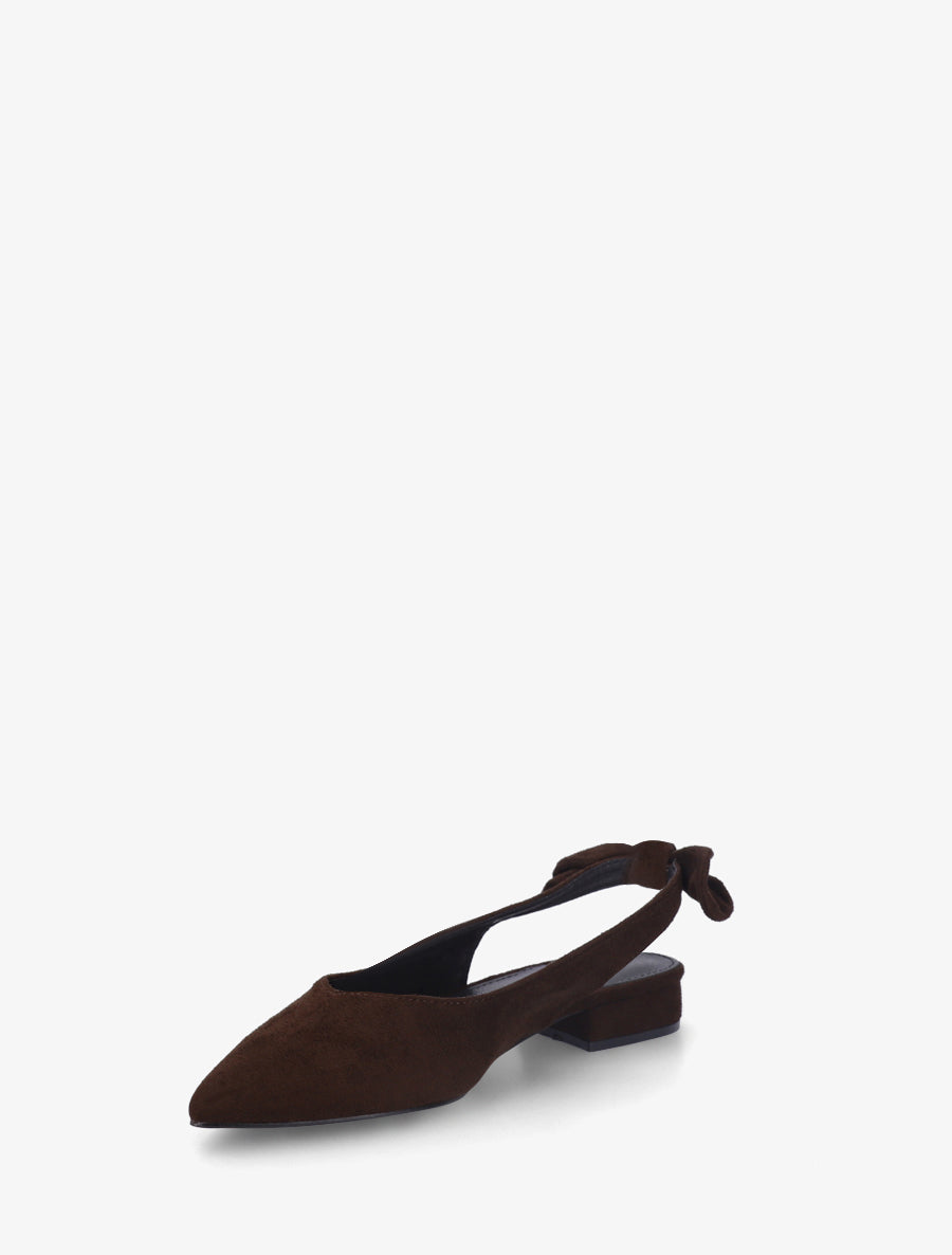 Ballerines en suédine à talon - Chocolat - 3
