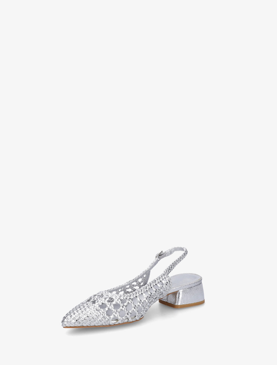 Ballerines tressées à talon bloc - Argent - 3