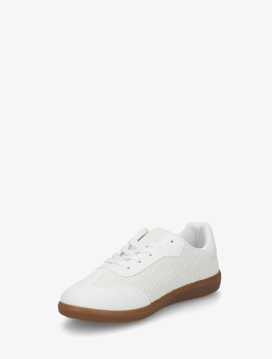 Sneakers bi-matière à semelle caoutchouc - Blanc - 3