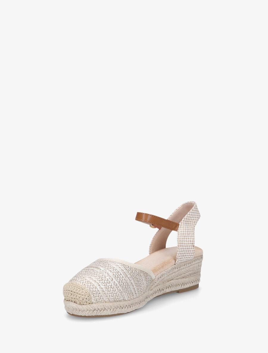 Sandales compensées à contrefort à motif damier - Or - 3