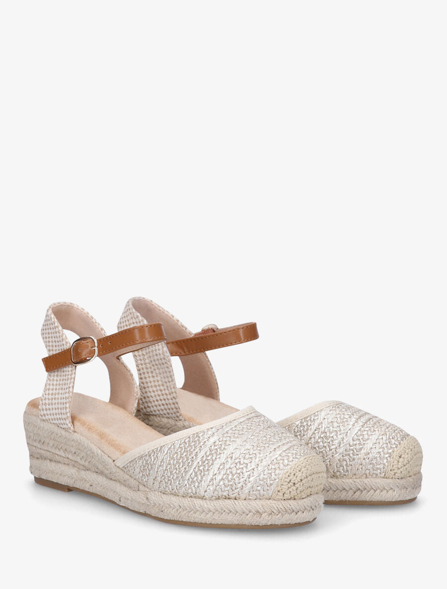 Sandales compensées à contrefort à motif damier - Or - 4