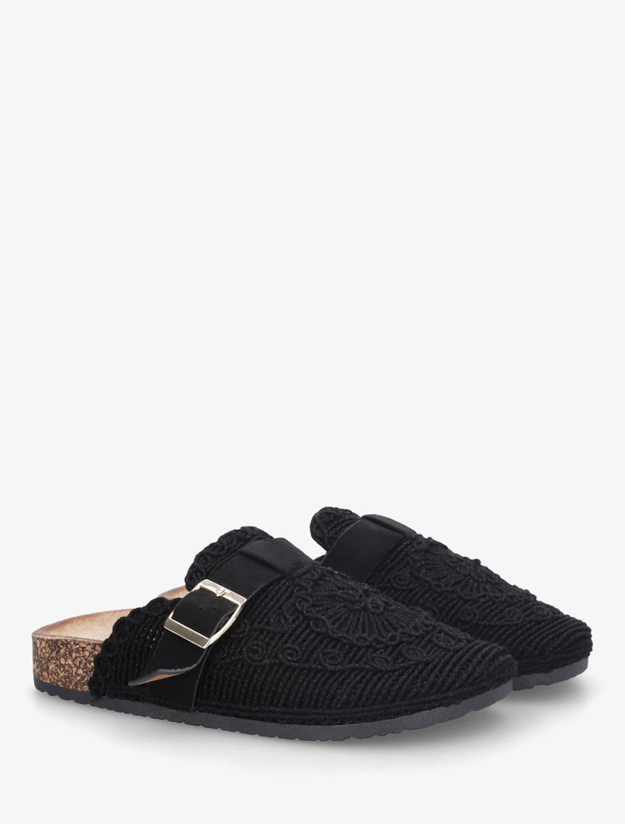 Mules fermées en macramé - Noir - 4