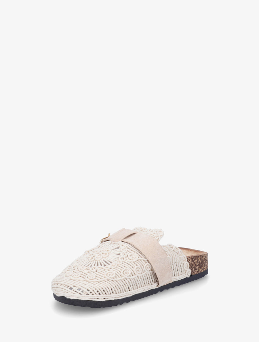 Mules fermées en macramé - Beige - 3
