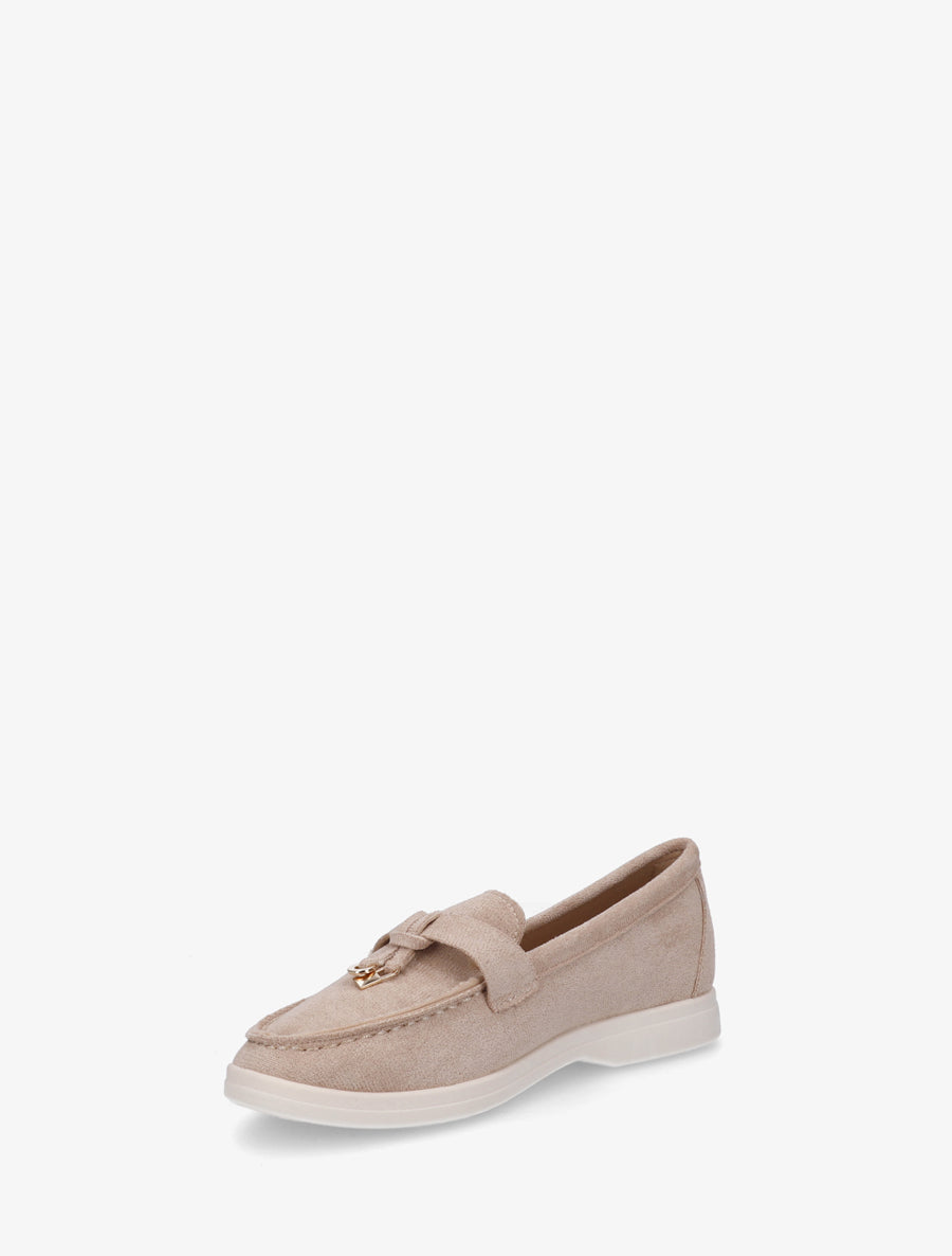 Mocassins en suédine à empiècement bijoux - Taupe - 3