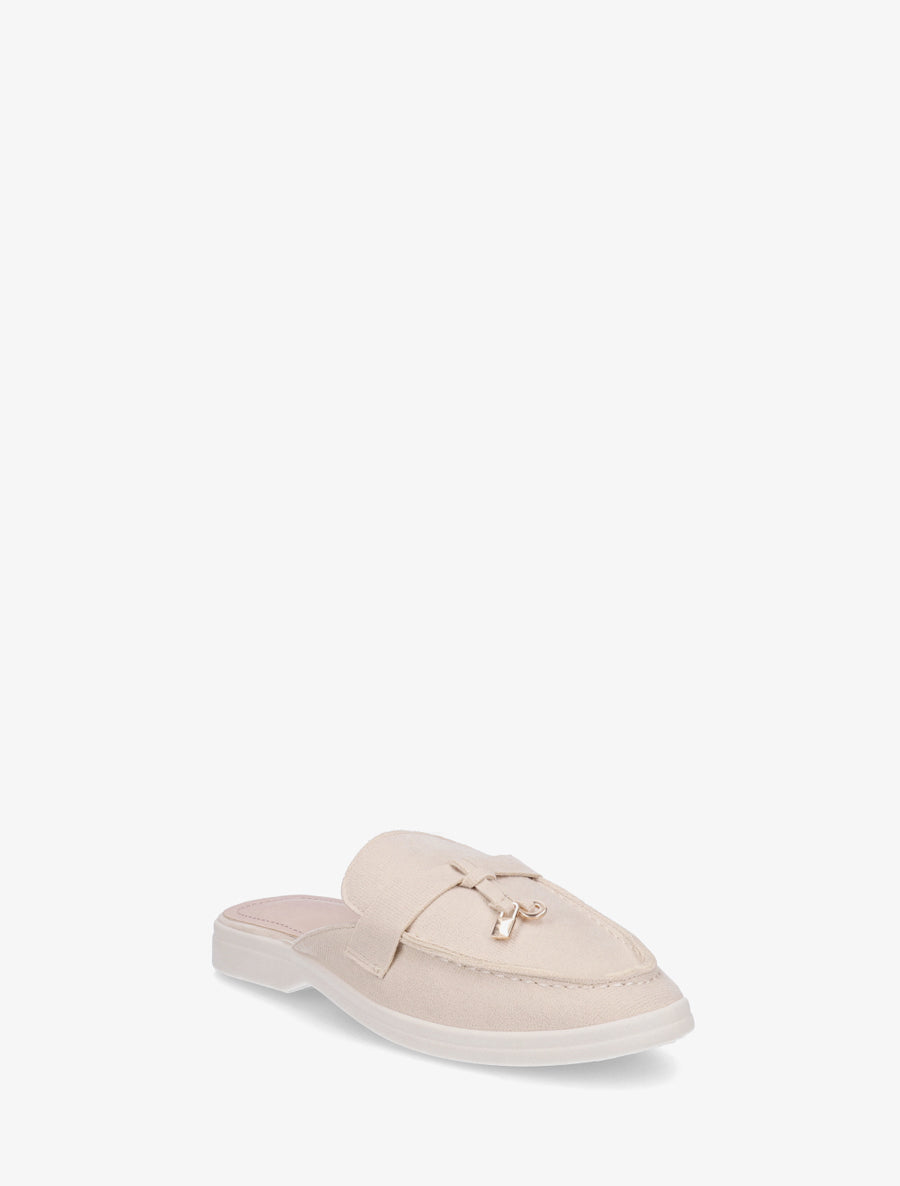 Claquettes à bout rond en suédine - Beige - 2