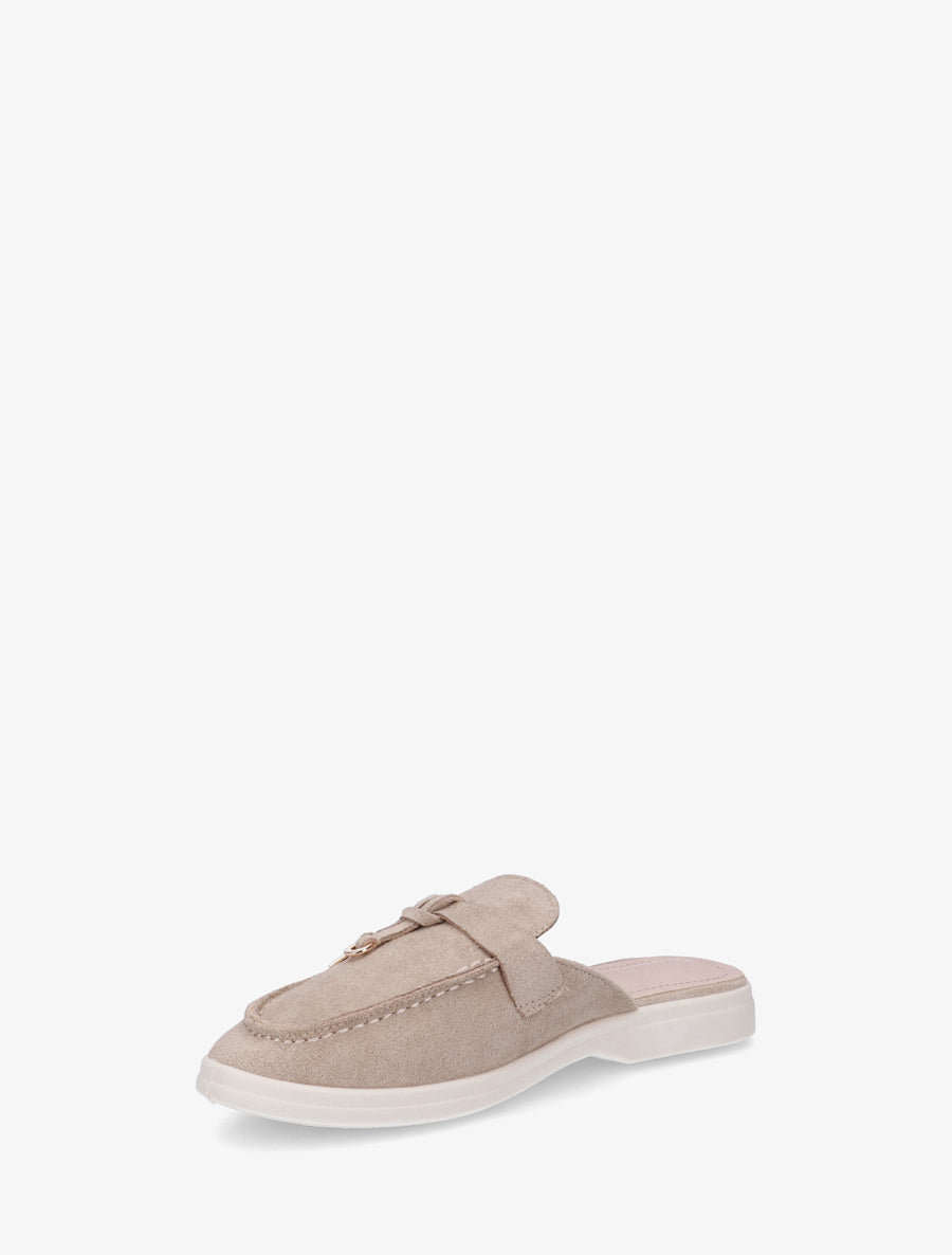 Claquettes à bout rond en suédine - Taupe - 3