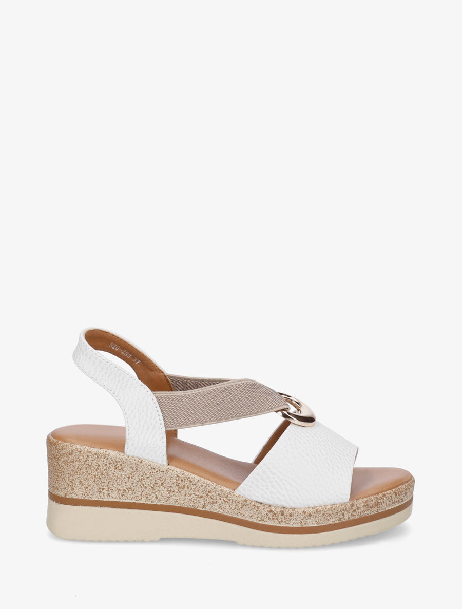 Sandales compensées en simili à enfiler - Blanc - 1