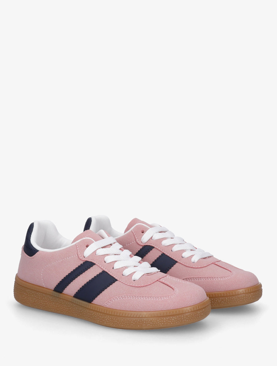 Sneakers à bandes contrastantes - Rose - 4