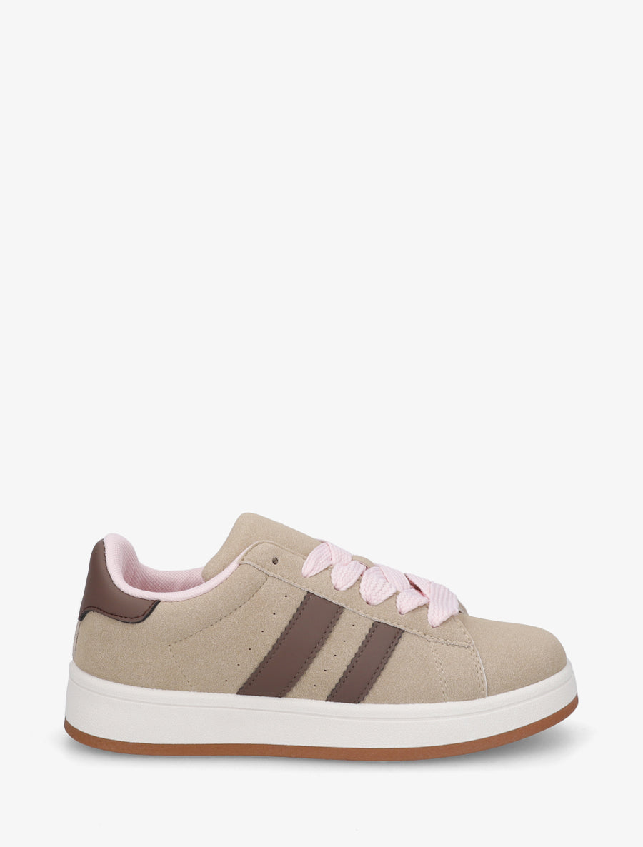Sneakers plates à bandes contrastantes - Taupe - 1