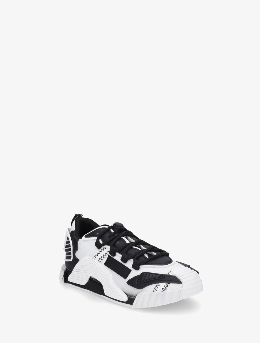 Baskets bimatière à empiècement stylisés - Noir - 2