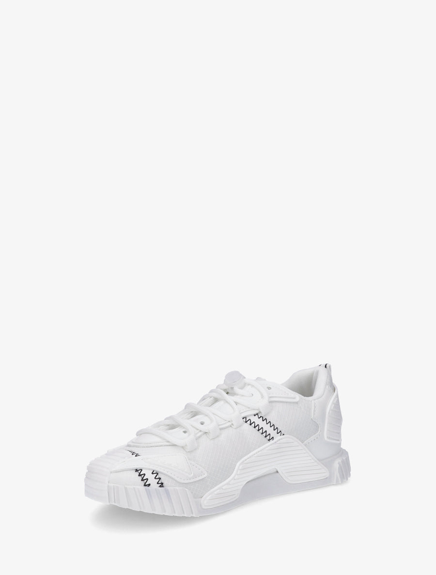 Baskets bimatière à empiècement stylisés - Blanc - 3