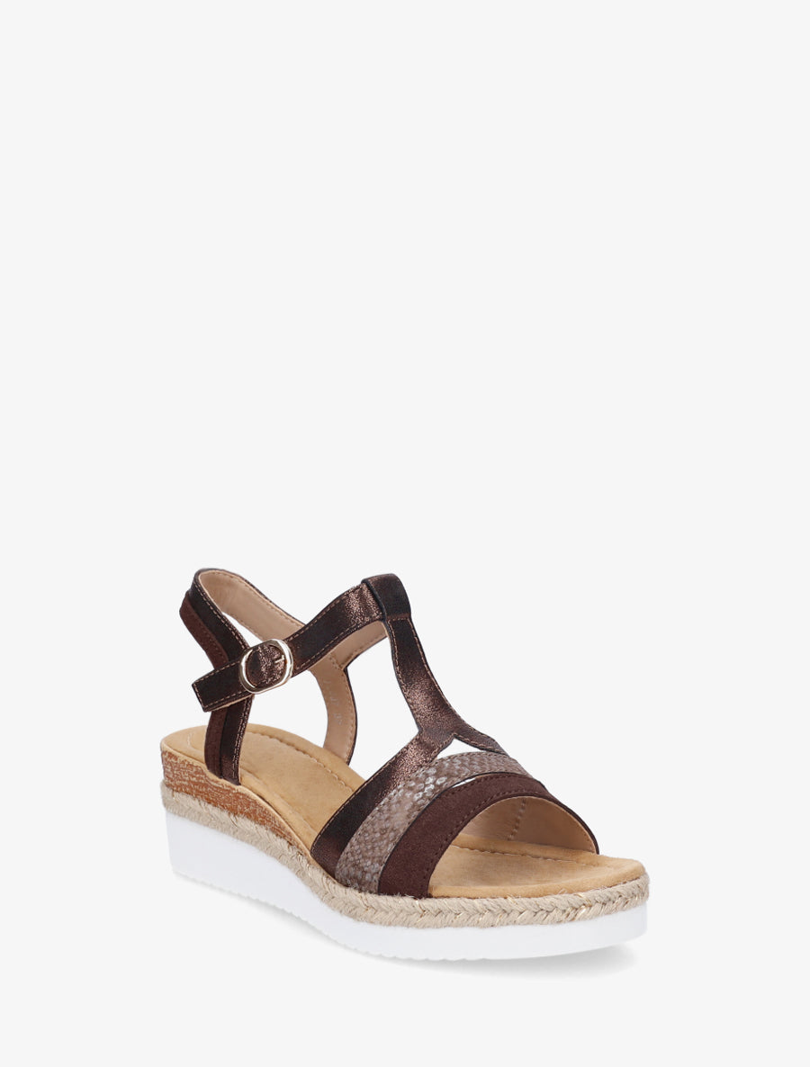 Sandales nacrées à bride en T fantaisie - Marron - 2