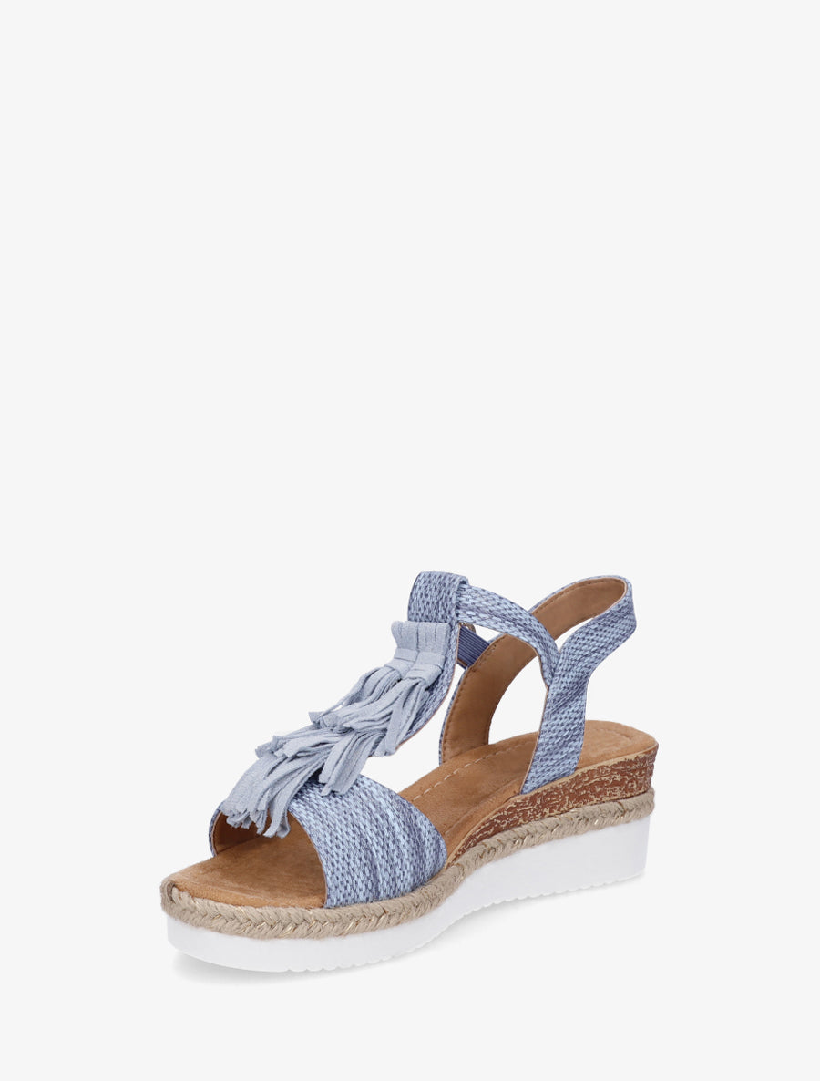 Sandales pailletées à franges en suédine - Bleu clair - 3
