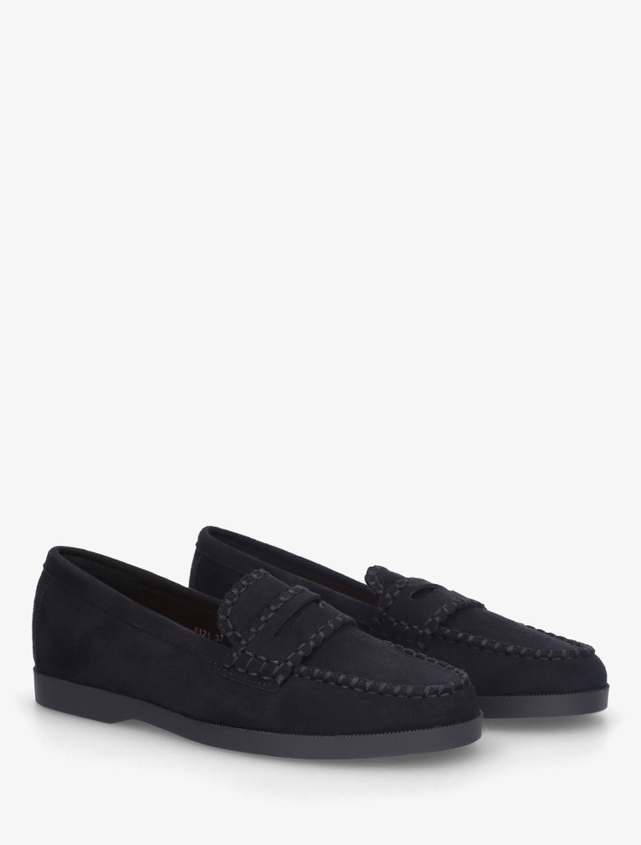 Mocassins en suédine à surpiqûres - Noir - 4