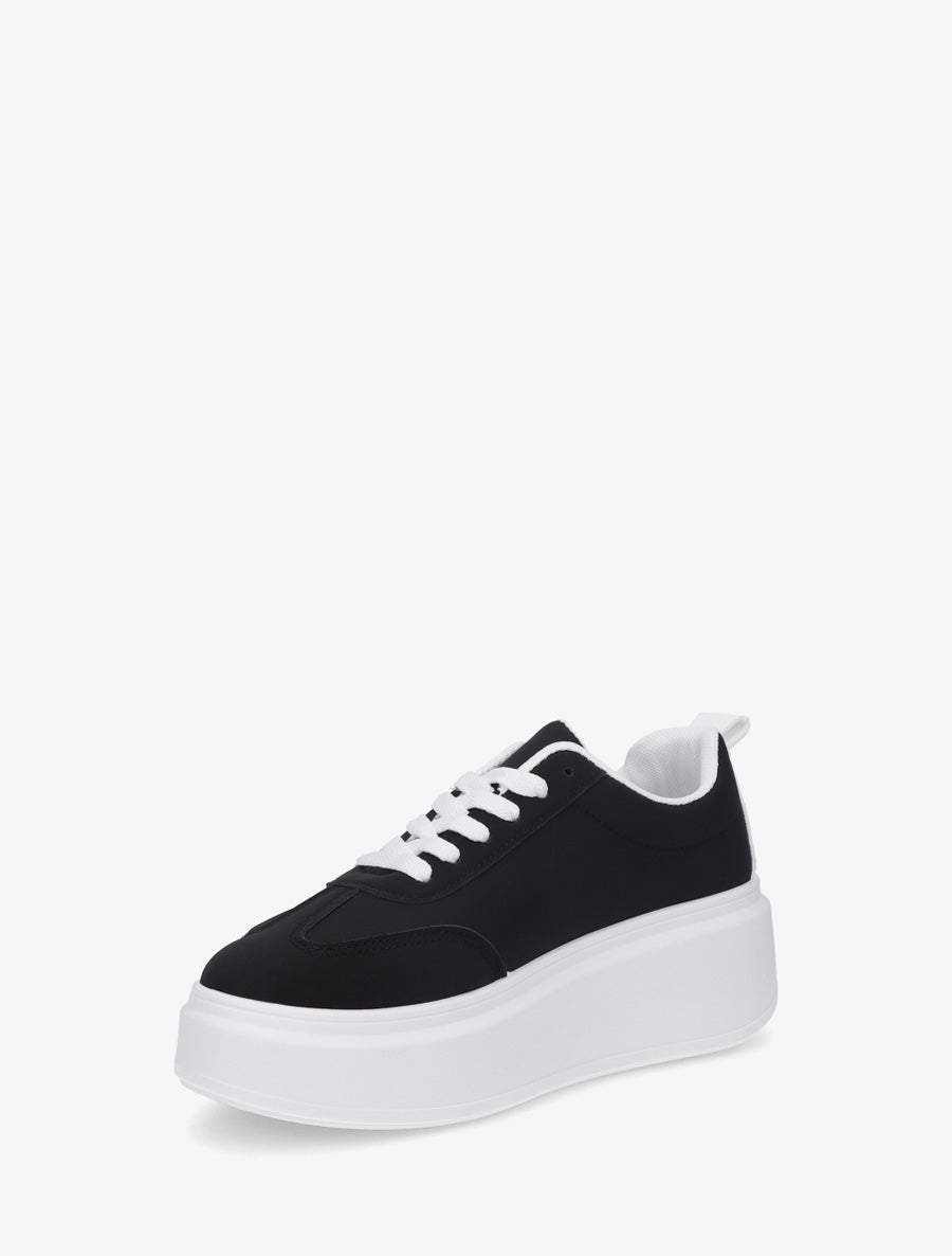 Baskets effet nubuck à bandes - Noir - 3