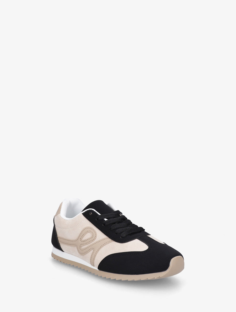 Sneakers en suédine à empiècement effet nubuck - Noir - 2