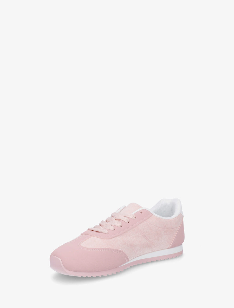 Sneakers en suédine à empiècement effet nubuck - Rose - 3