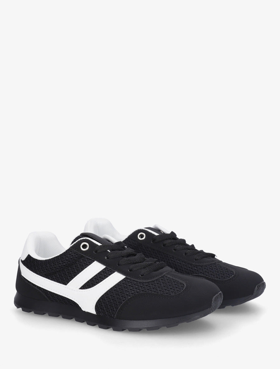 Baskets en tissu texturé et suédine - Noir - 4