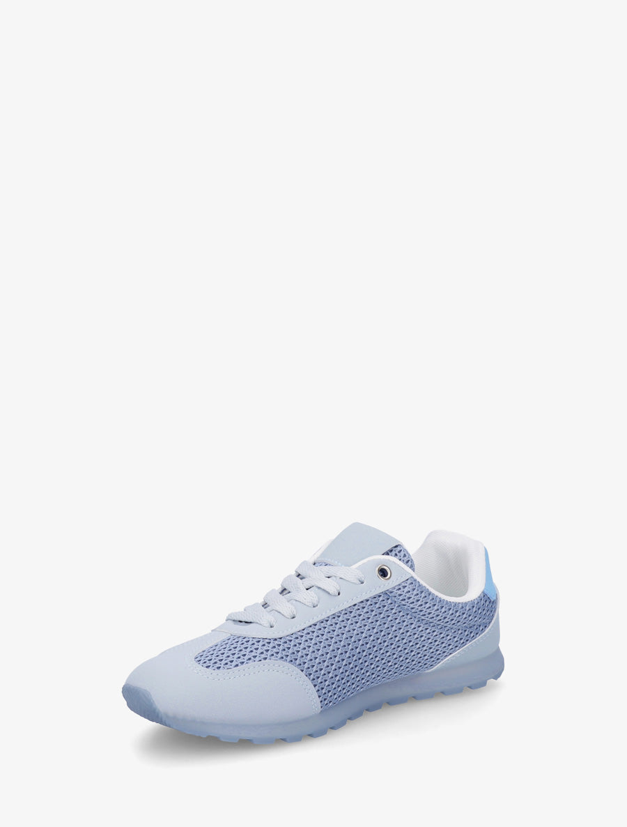 Baskets en tissu texturé et suédine - Bleu - 3