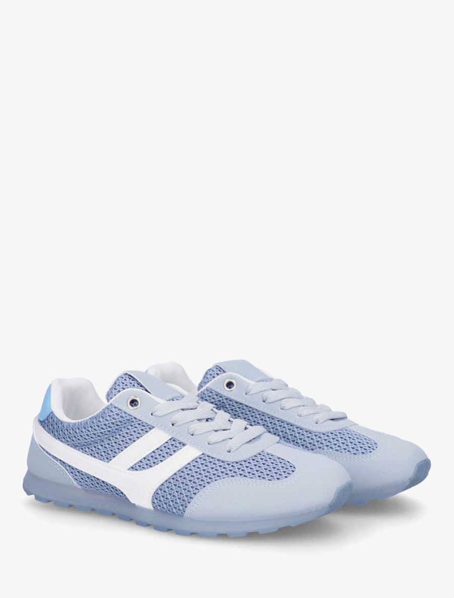 Baskets en tissu texturé et suédine - Bleu - 4